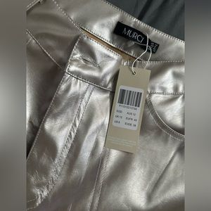 Silver metallic leather pants